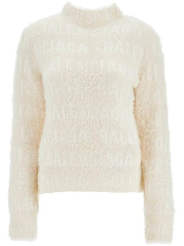 All over logo furry fit knit top ivory - BALENCIAGA - BALAAN 1