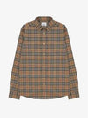 Small Scale Check Stretch Cotton Long Sleeve Shirt Beige - BURBERRY - BALAAN 2