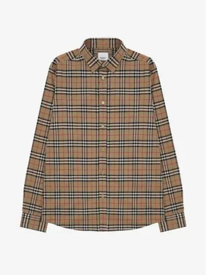 Small Scale Check Stretch Cotton Long Sleeve Shirt Beige - BURBERRY - BALAAN 2