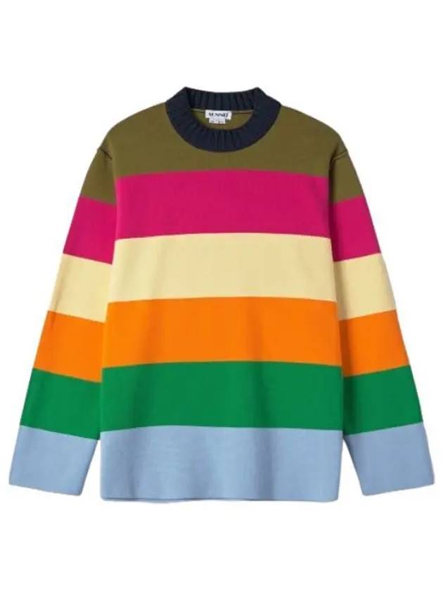 Block round neck knit pink orange green - SUNNEI - BALAAN 1