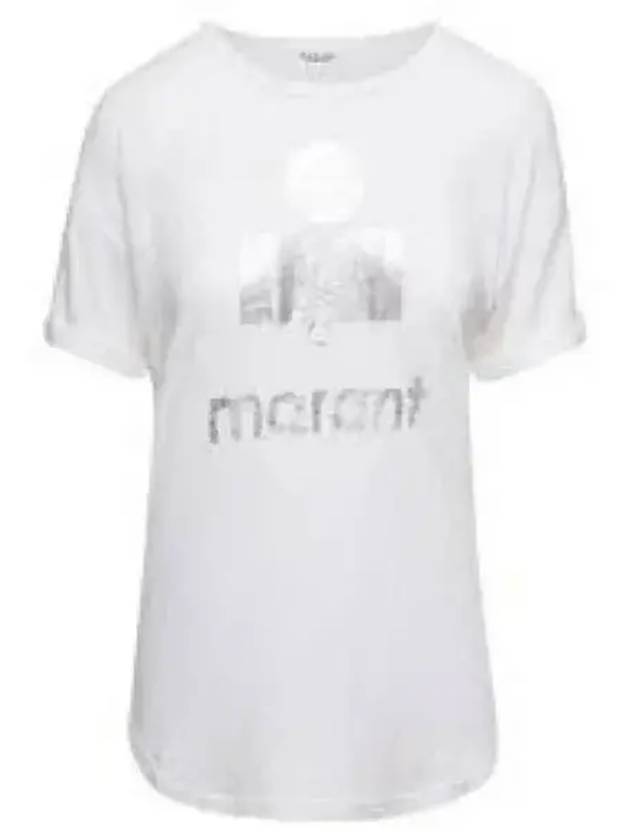 Coldy Logo Short Sleeve T Shirt White Silver TS0004FAA1N10E20WH - ISABEL MARANT - BALAAN 1