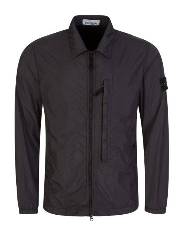 Garment Dyed Crinkle Zip Up Jacket Dark Grey - STONE ISLAND - BALAAN 1