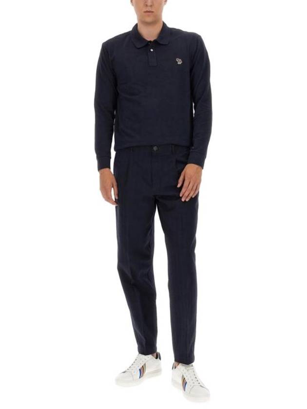 Zebra Patch Long Sleeve Polo Shirt Navy - PAUL SMITH - BALAAN 5