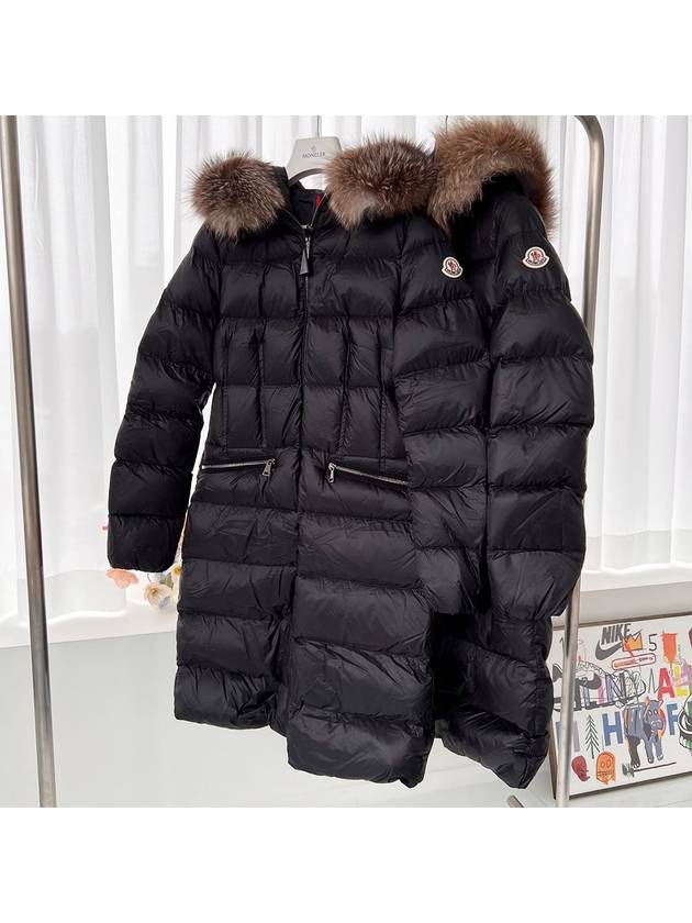 Boedic Logo Patch Fox Fur Down Long Padding Black - MONCLER - BALAAN 2