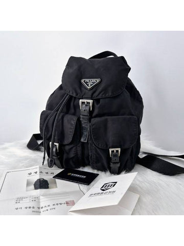 Triangle logo nylon tesuto backpack black - PRADA - BALAAN 1