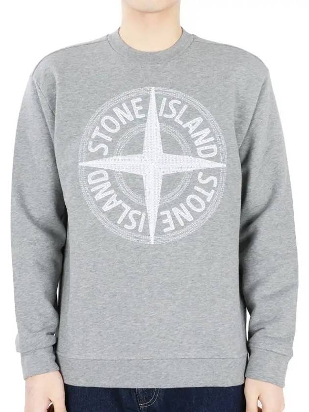 Garment Dyed Stitches Four Print Crewneck Sweatshirt Grey - STONE ISLAND - BALAAN 3