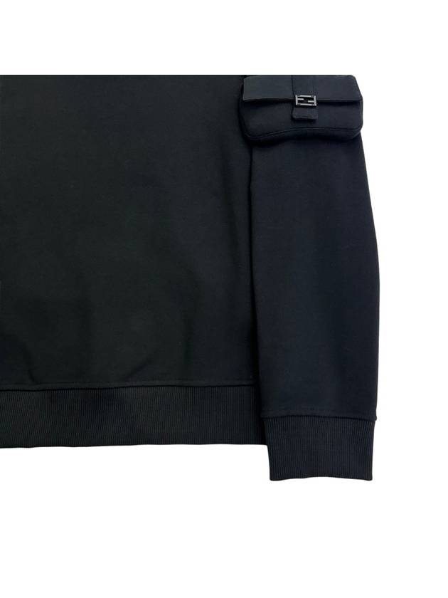 Baquette Crew Neck Cotton Sweatshirt Black - FENDI - BALAAN 5