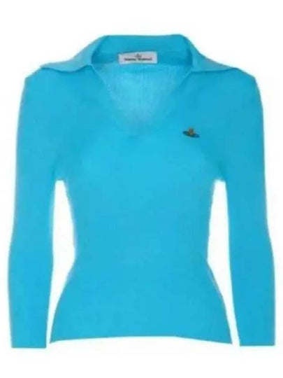 ORB Polo Cashmere Knit Top Blue - VIVIENNE WESTWOOD - BALAAN 2