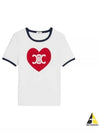 Heart Jersey Short Sleeve T-Shirt Off White - CELINE - BALAAN 2