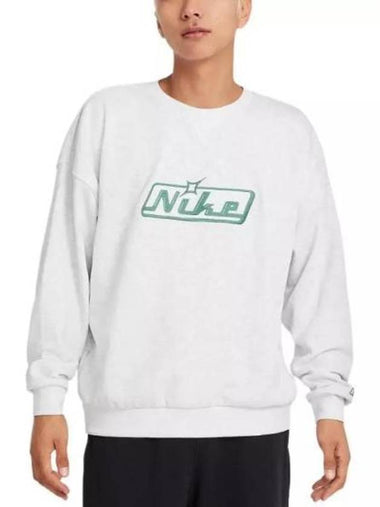 Club Oversized Crew Neck Sweatshirt White - NIKE - BALAAN 1