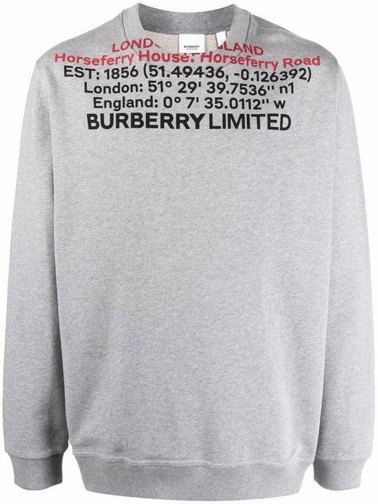 Logo Print Cotton Sweatshirt Grey - BURBERRY - BALAAN 1