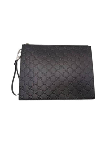 Signature Micro Sima Clutch Bag Black - GUCCI - BALAAN 1