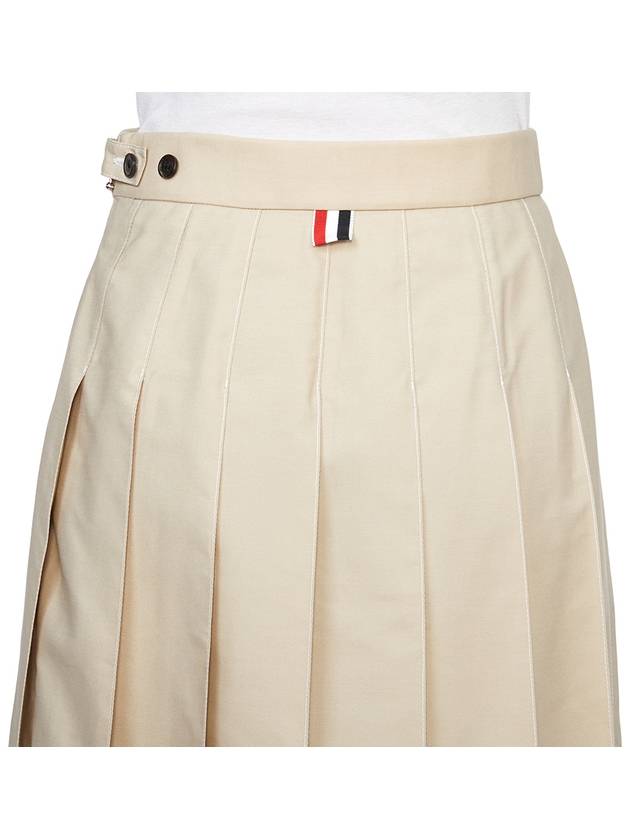 Classic Typewriter Midi Pleated Skirt Khaki - THOM BROWNE - BALAAN 7