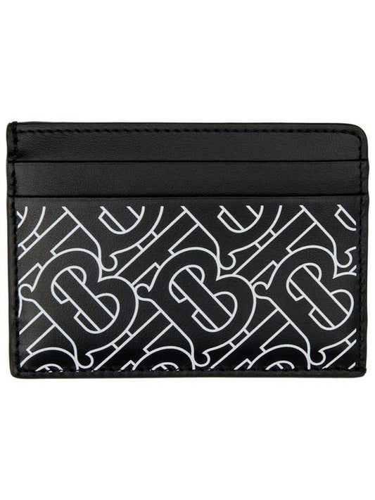 Monogram Print Leather Card Holder Black - BURBERRY - BALAAN.