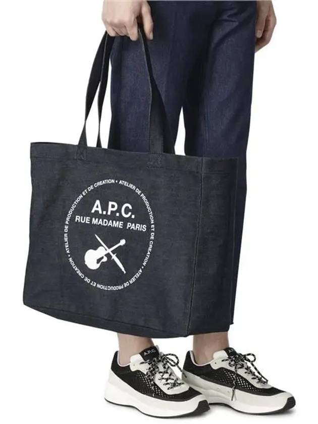 Guitar Print Denim Tote Bag Navy - A.P.C. - BALAAN 3