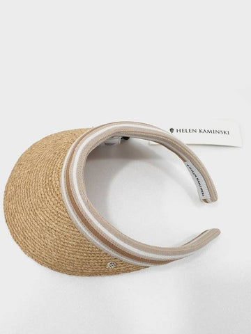 Bianca natural color nougat striped sun cap visor - HELEN KAMINSKI - BALAAN 1