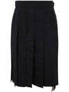 4 Bar Logo Plain Weave Wool Pleated Skirt Navy - THOM BROWNE - BALAAN 3