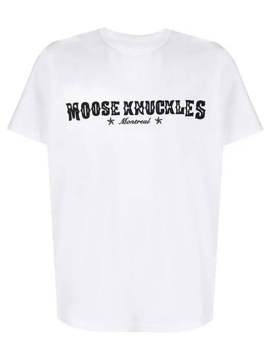 Men's Logo Lettering Short Sleeve T-Shirt White - MOOSE KNUCKLES - BALAAN 1