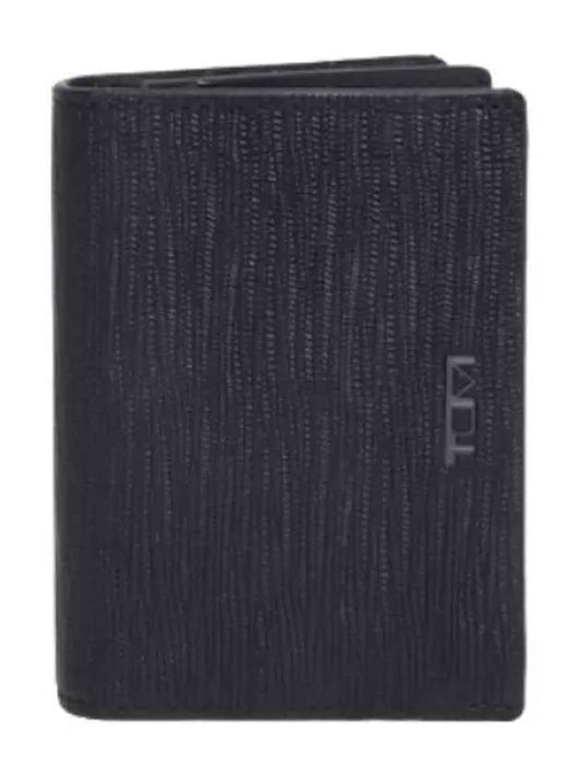 Nassau Gusset Card Case Black Embossed Wallet - TUMI - BALAAN 1