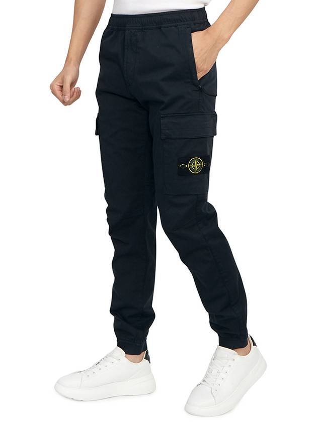 Stretch Cotton Wool Satin Cargo Straight Pants Navy - STONE ISLAND - BALAAN 6