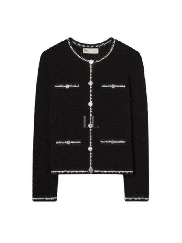 Kendra Logo Lace Cardigan Black - TORY BURCH - BALAAN 2