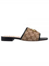 Women's GG Matelasse Canvas Slide Sandals Mule Black - GUCCI - BALAAN 2