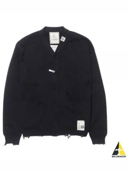 J10CD501 BLACK Distressed Cotton Cardigan - MIHARA YASUHIRO - BALAAN 1
