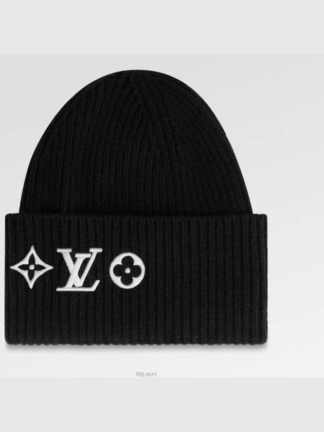 Monogram Flower Signature Headline Wool Beanie Black - LOUIS VUITTON - BALAAN 2