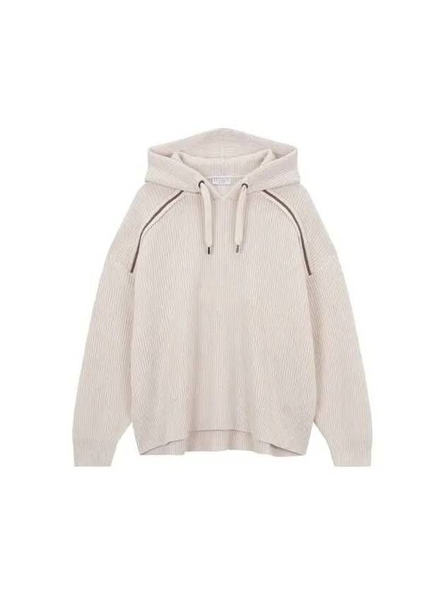 Women s Monili Line Cashmere Knit Hoodie Beige 271960 - BRUNELLO CUCINELLI - BALAAN 1