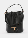 T Timeless Leather Micro Logo Bucket Bag Black - TOD'S - BALAAN 4