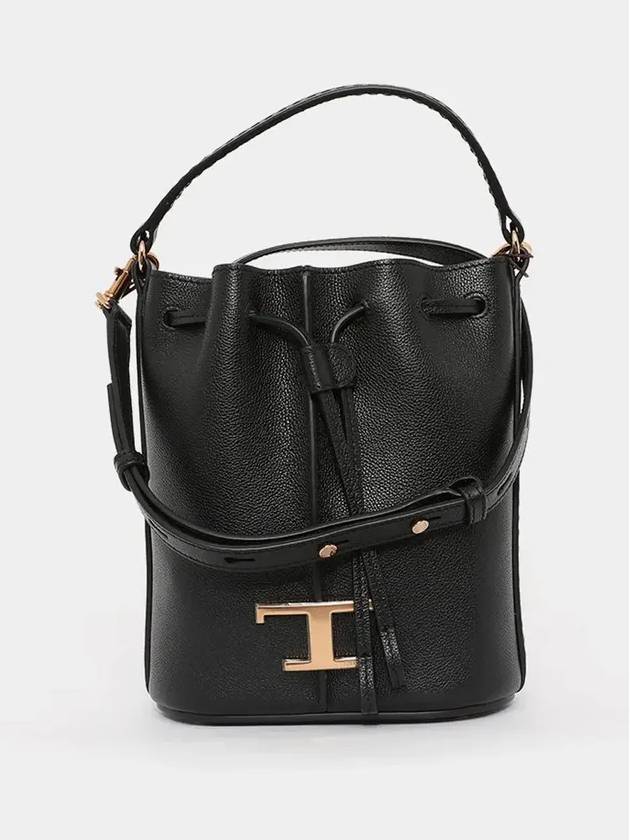 T Timeless Leather Micro Logo Bucket Bag Black - TOD'S - BALAAN 4