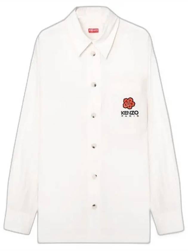 Men's Boke Flower Crest Oversized Long Sleeve Shirt Ivory - KENZO - BALAAN 2