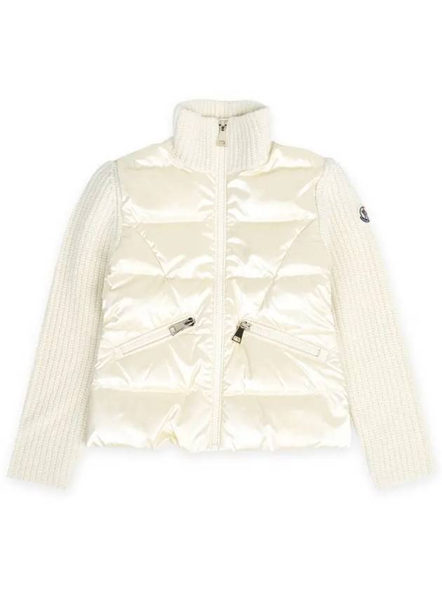 Kids high neck knit mix zip up padded jacket ivory 9B00011 M1241 034 12 14A adult wearable - MONCLER - BALAAN 1