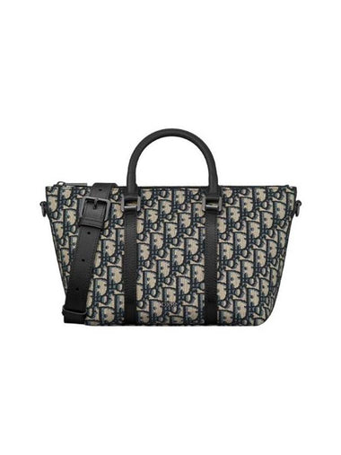 Weekender 25 Oblique Jacquard Grained Calfskin Cross Bag Black Beige - DIOR - BALAAN 1