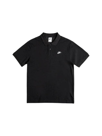 Club Embroidery Logo Cotton Polo Shirt Black - NIKE - BALAAN 2