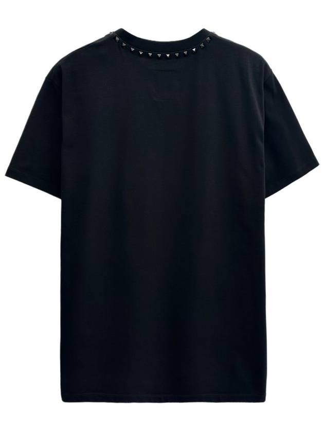 Men's Untitled Studded Crew Neck Cotton Short Sleeve T-Shirt Black - VALENTINO - BALAAN 3