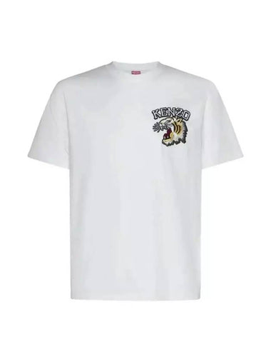 Tiger Embroidery Crew Neck Cotton Short Sleeve T-shirt White - KENZO - BALAAN 1