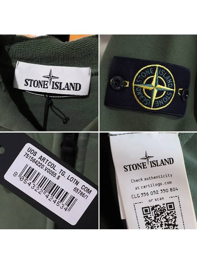 Wappen Patch Cotton Zip Up Hoodie Sage Green - STONE ISLAND - BALAAN 5