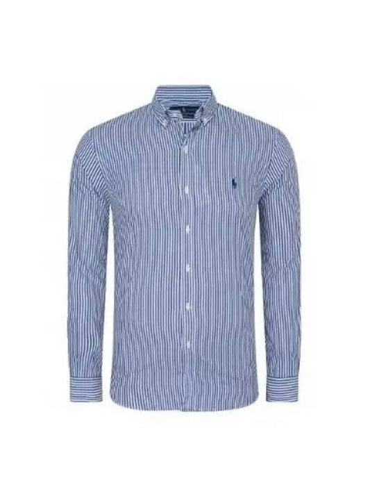 Embroidered Logo Pony Long Sleeve Shirt Blue - POLO RALPH LAUREN - BALAAN 2