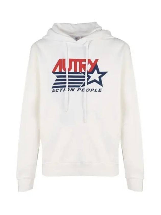 Iconic Logo Print Hoodie White - AUTRY - BALAAN 2