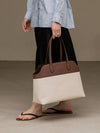 Italian leather mix canvas series big shoulder bag ecru - RE:FRAME - BALAAN 5