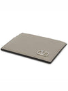 V Logo Signature Card Wallet Grey - VALENTINO - BALAAN 4