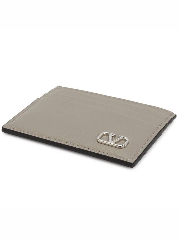 V Logo Signature Card Wallet Grey - VALENTINO - BALAAN 4