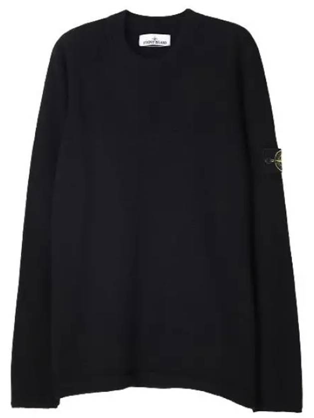 Crew Neck Wool Knit Top Black - STONE ISLAND - BALAAN 2