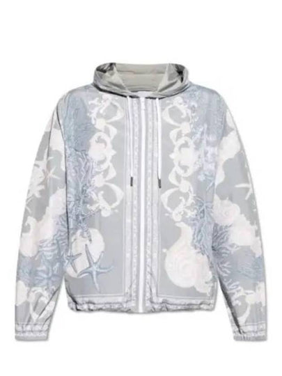 Barocco Print Zip-Up Hoodie Grey - VERSACE - BALAAN 2