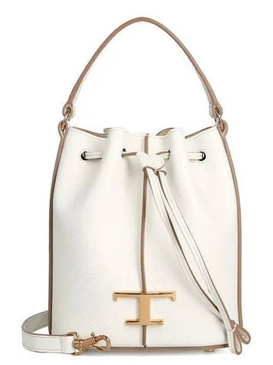 T Timeless Leather Micro Logo Bucket Bag White - TOD'S - BALAAN 2