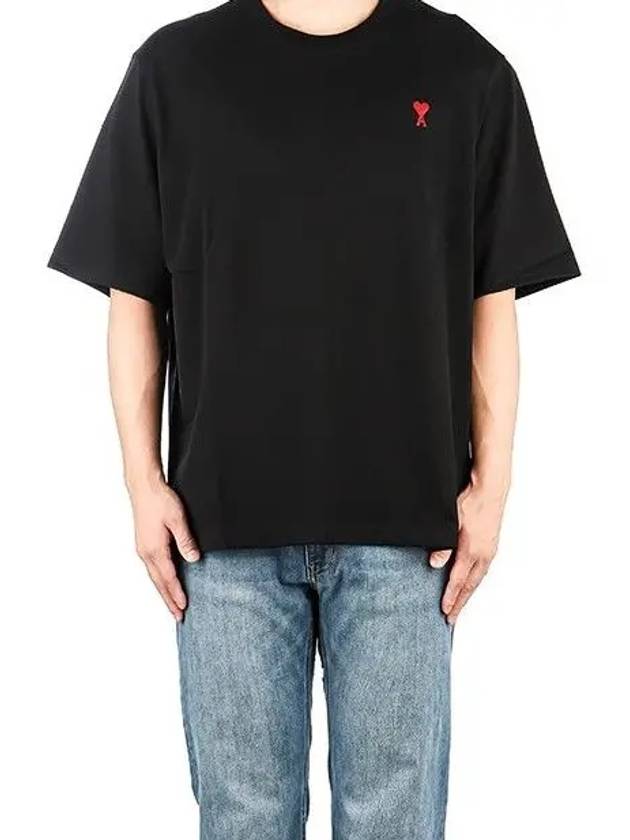 Small Heart Logo Boxy Fit Short Sleeve T-Shirt Black - AMI - BALAAN 3