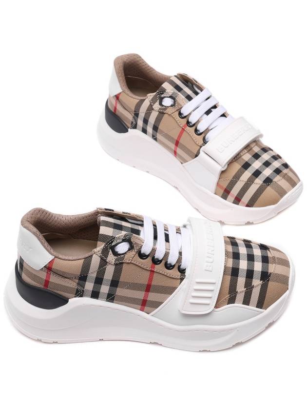 Vintage Check And Leather Sneakers White Archive Beige - BURBERRY - BALAAN 6