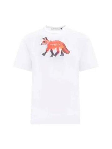 Fox Print Cotton Short Sleeve White KM00105KJ0008 - MAISON KITSUNE - BALAAN 1