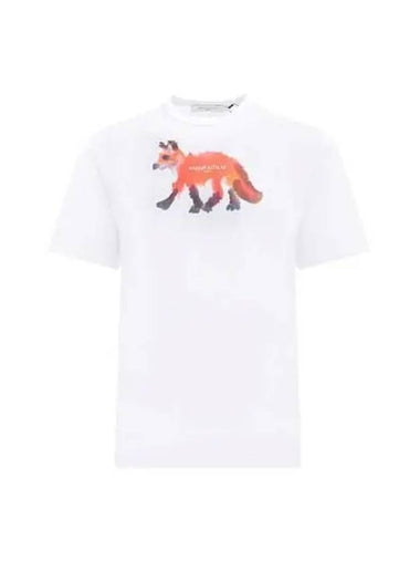 T Shirt Fox Print Cotton Short Sleeve White - MAISON KITSUNE - BALAAN 1